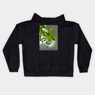 Lime green and white tiger Kids Hoodie